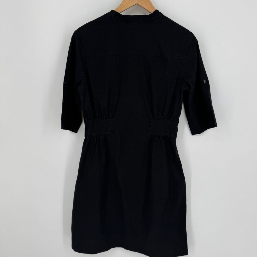 H&M Womens Button Front Shirt Dress Size 8 Stretch Military Pocket Stretch Black - Picture 7 of 8